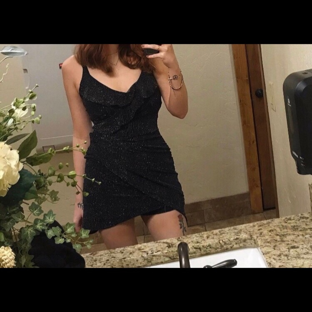 black sparkly mini dress